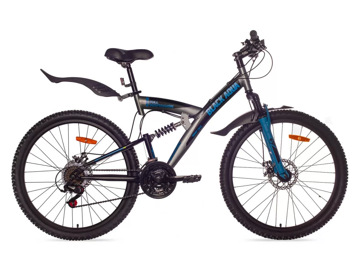 Реальное фото Велосипед Black Aqua Mount 1641 D 26" (РФ) серый-синий GL-309DTR от магазина СпортСЕ