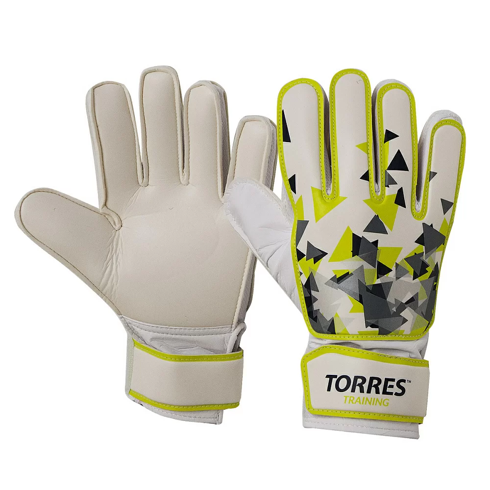 Реальное фото Перчатки вратарские Torres Training бело-зелено-серый FG05214 от магазина СпортСЕ