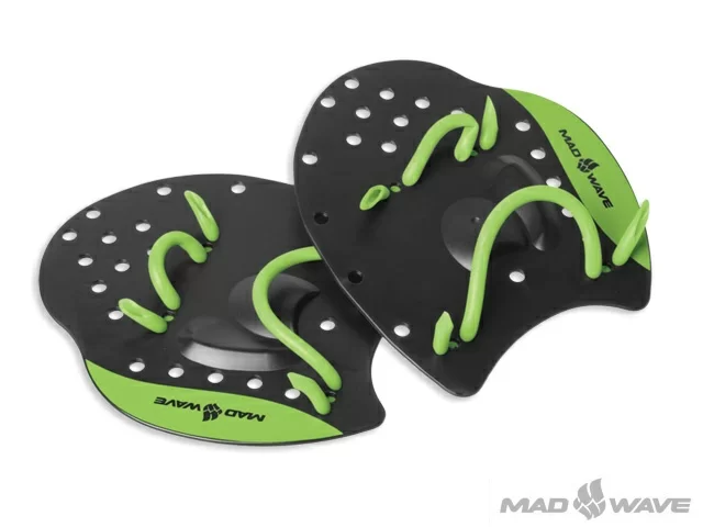 Реальное фото Лопатки для плавания Mad Wave Pro L black/green M0740 02 3 00W от магазина СпортСЕ