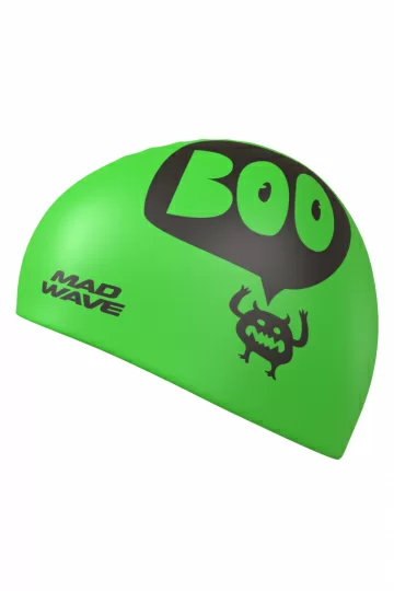 Реальное фото Шапочка для плавания Mad Wave BOO Junior Green M0573 05 0 10W от магазина СпортСЕ