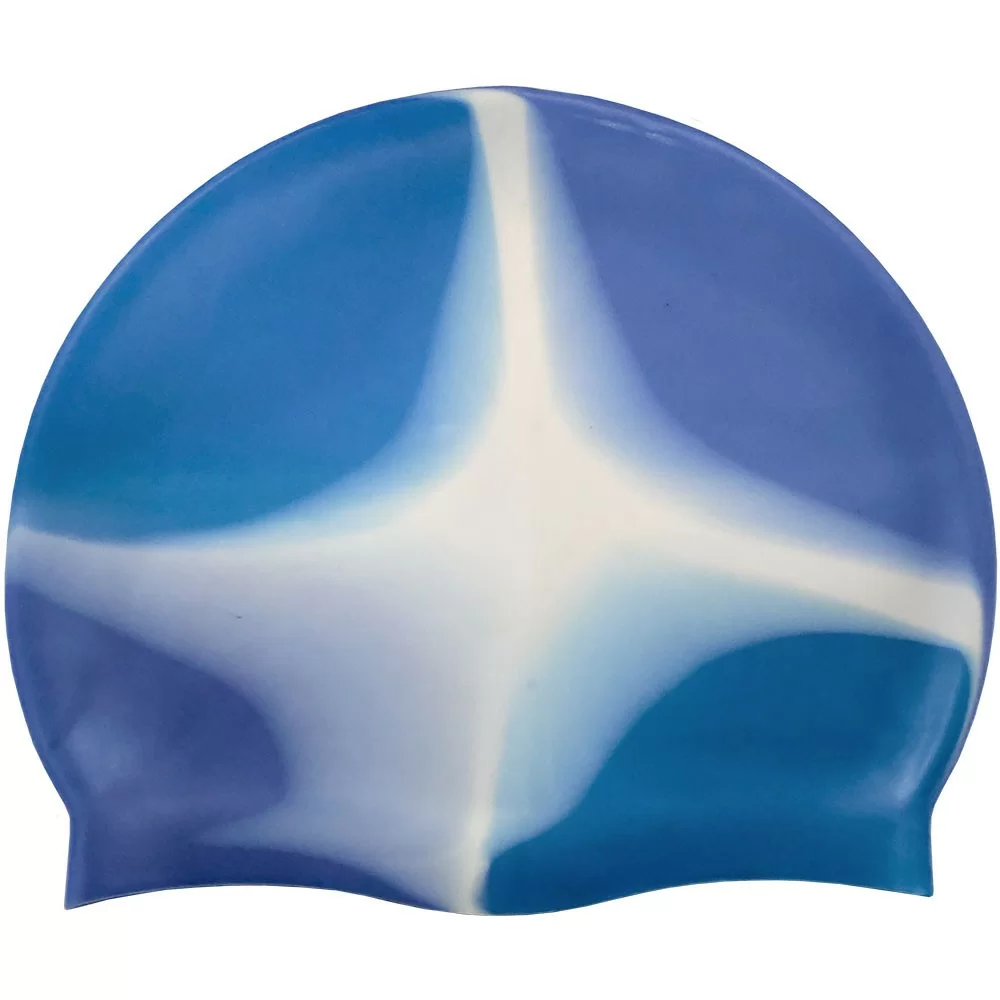 Реальное фото Шапочка для плавания B31518-8 сине/бело/голубая 10018156 от магазина СпортСЕ