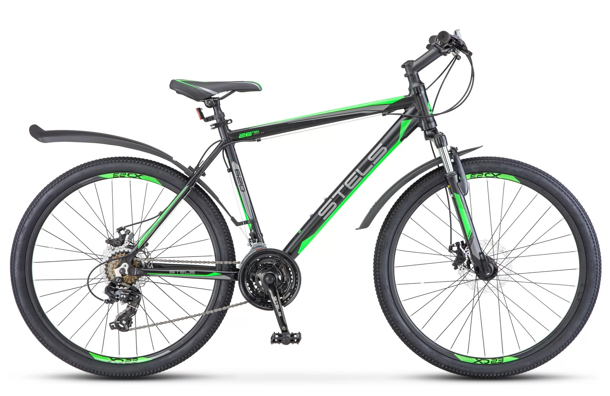 Реальное фото Велосипед Stels Navigator-620 MD 26" черный/зеленый/антрацитовый V010 от магазина СпортСЕ