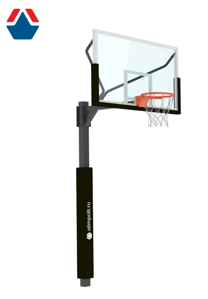 Реальное фото Стойка баскетбольная регулируемая с растяжками вынос 1200мм (столб 120х120)/щит/кольцо/сетка/протект от магазина СпортСЕ