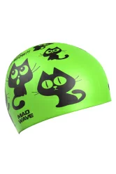 Шапочка для плавания Mad Wave Cats Junior силиконовая green M0574 05 0 00W