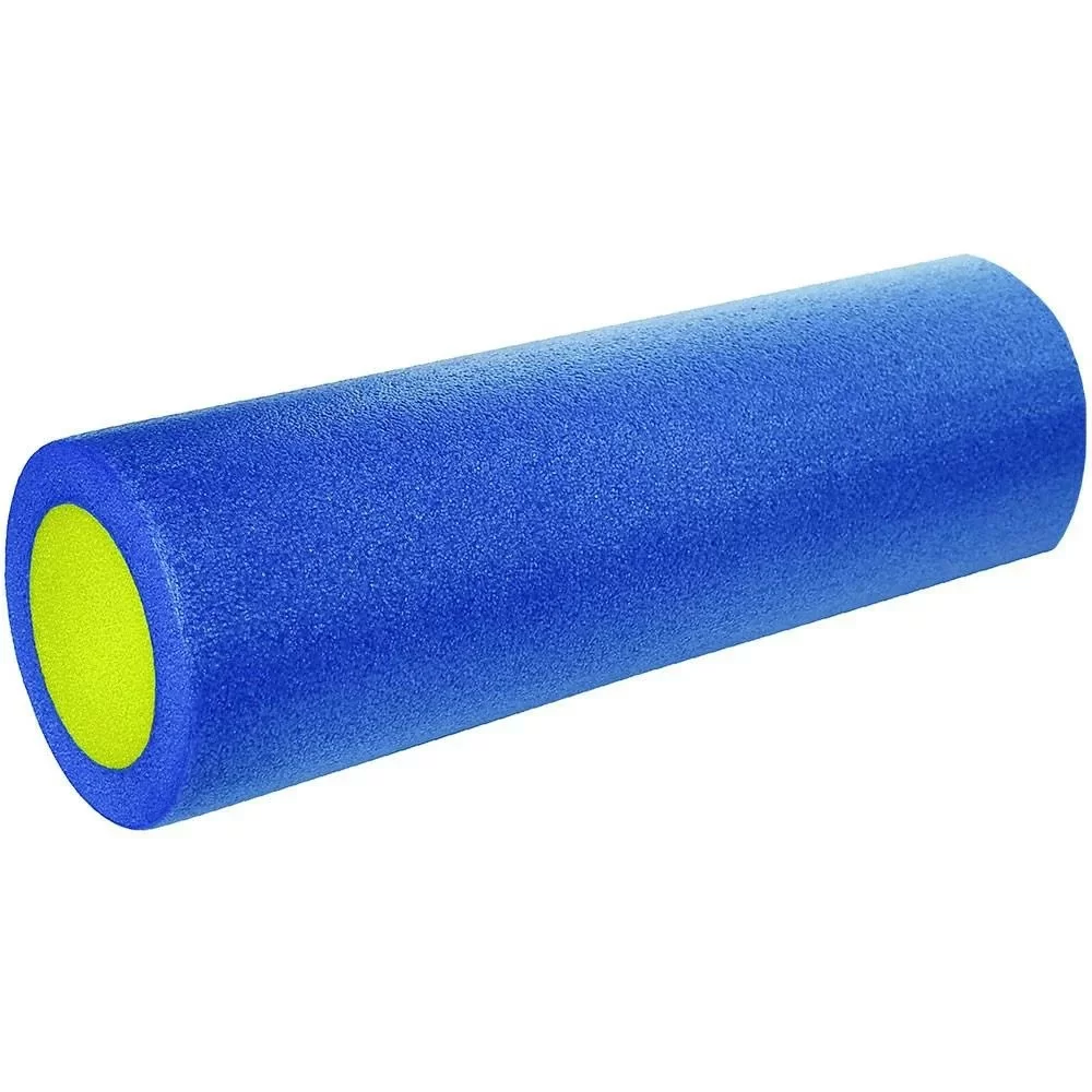 Реальное фото Ролик для йоги 45х15 см B31511-1 полнотелый 2-х цветный синий/желтый от магазина СпортСЕ