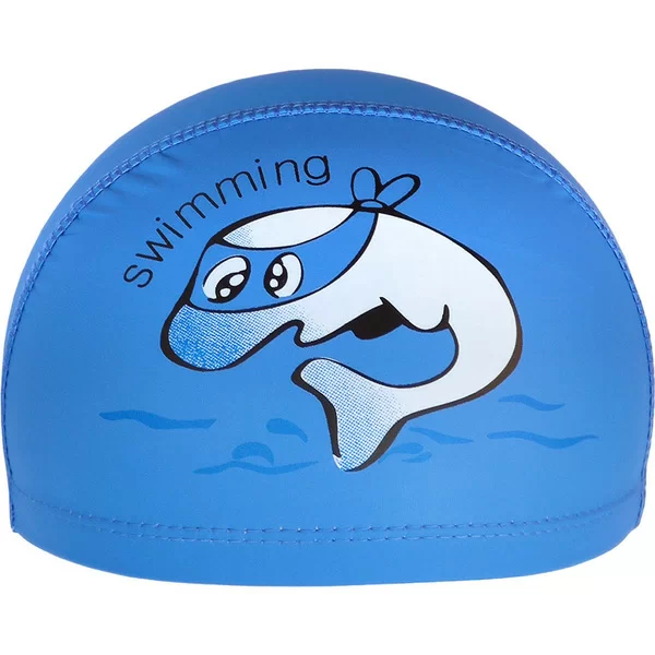 Реальное фото Шапочка для плавания E41281 детская ПУ Дельфин синяя 10021845 от магазина СпортСЕ