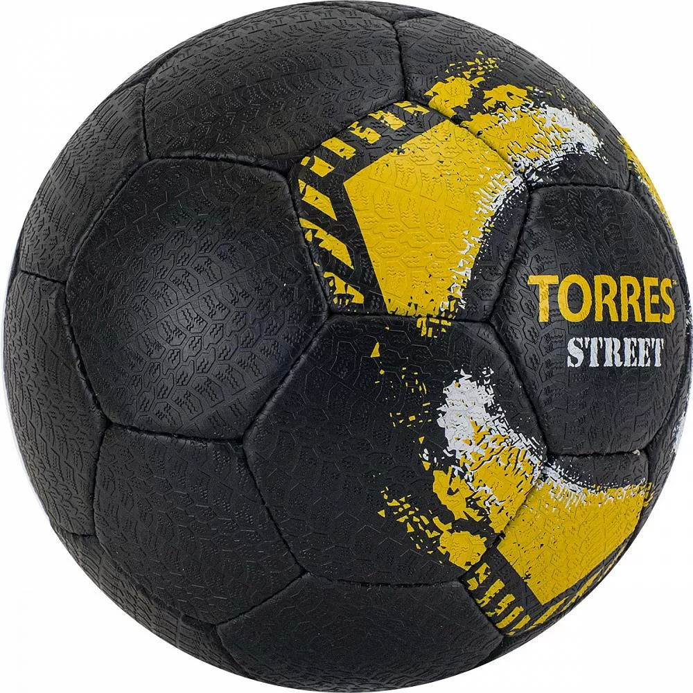 Реальное фото Мяч футбольный Torres Street №5 32 п. рез. руч. сшив. чер-желтый F020225 от магазина СпортСЕ