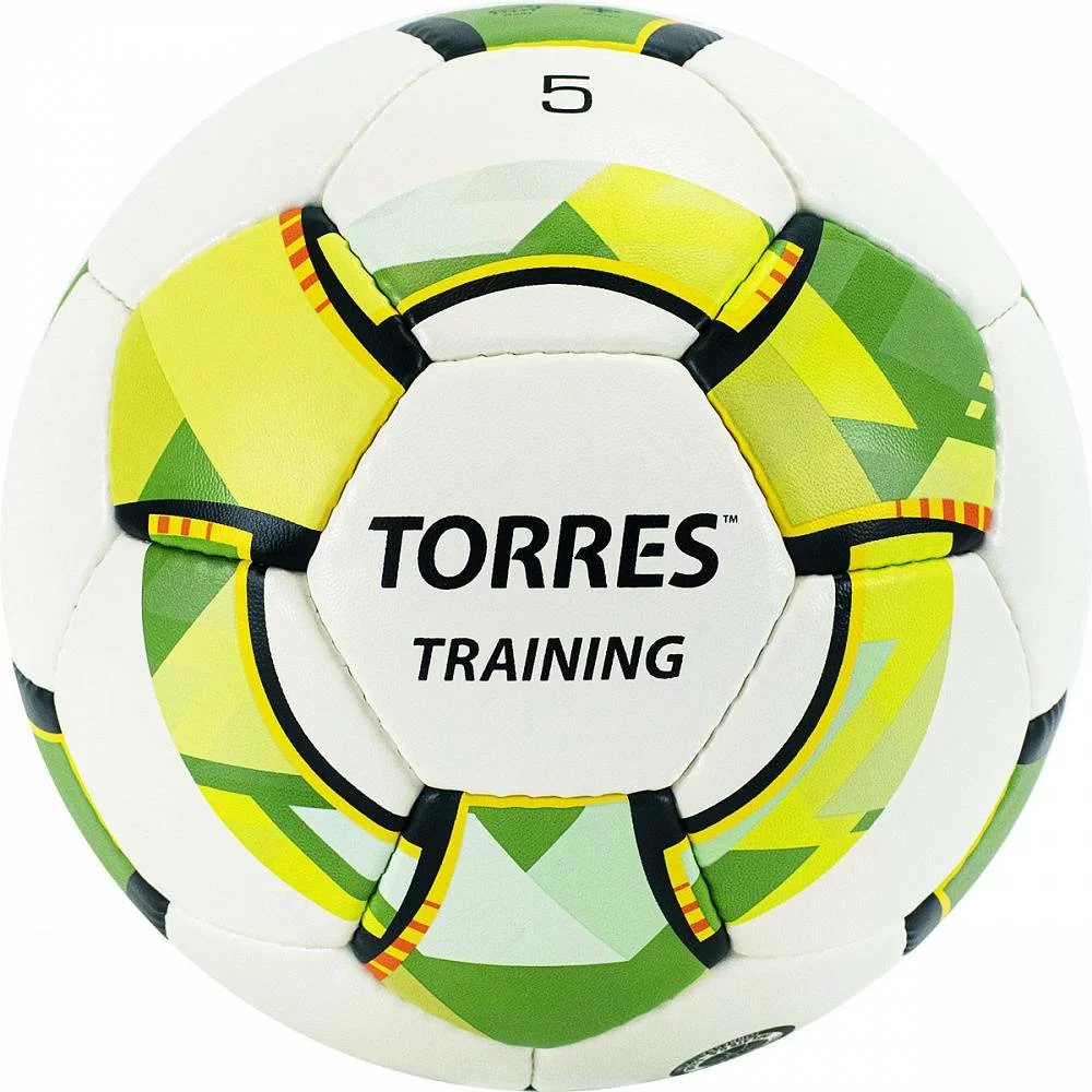 Реальное фото Мяч футбольный Torres Training №5 PU руч. сшивка бело-зел-сер F320055 от магазина СпортСЕ