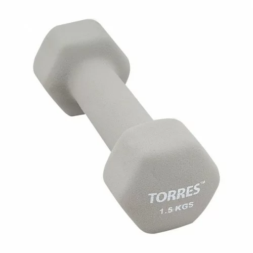Реальное фото Гантель неопреновая 1.5 кг Torres шестигранник серый PL550115 от магазина СпортСЕ