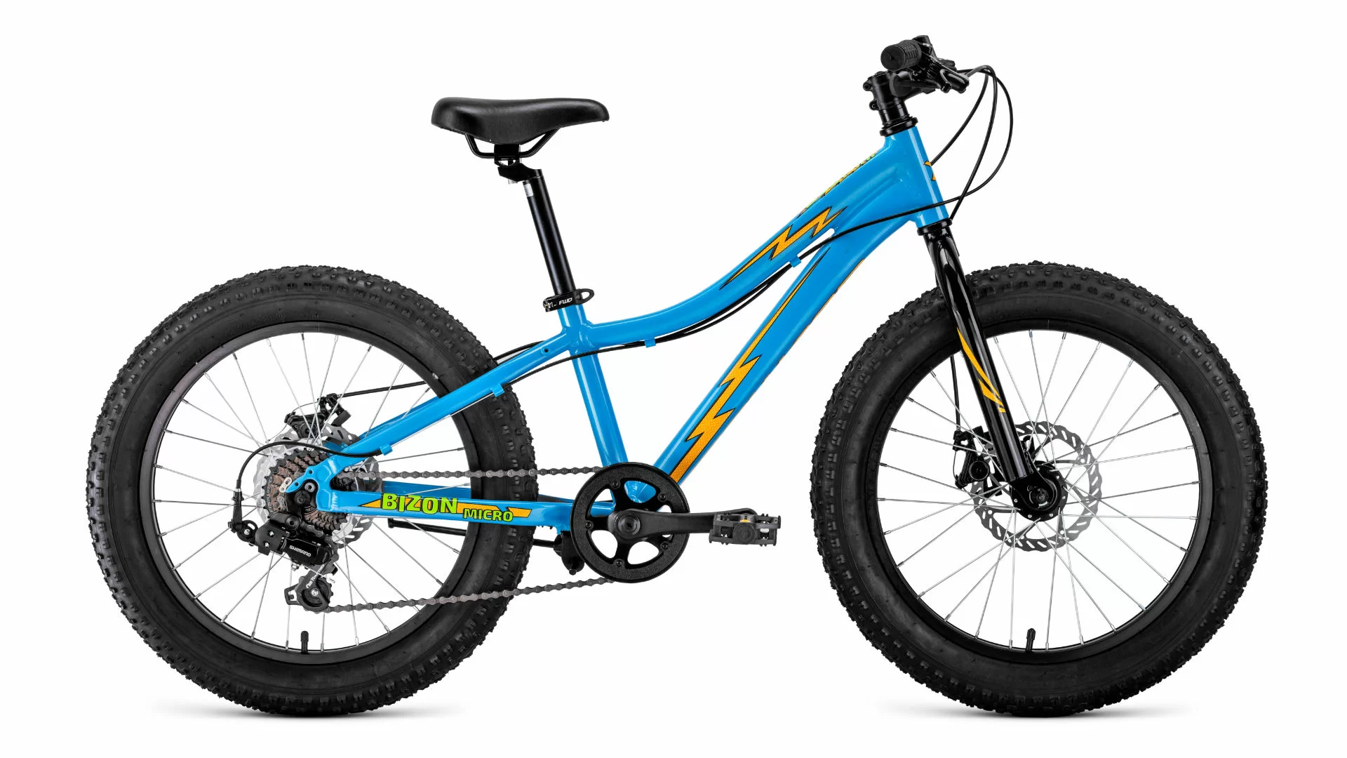 Реальное фото Велосипед Forward Bizon Micro 20 (2020) голубой/оранжевый RBKW0W607003 от магазина СпортСЕ