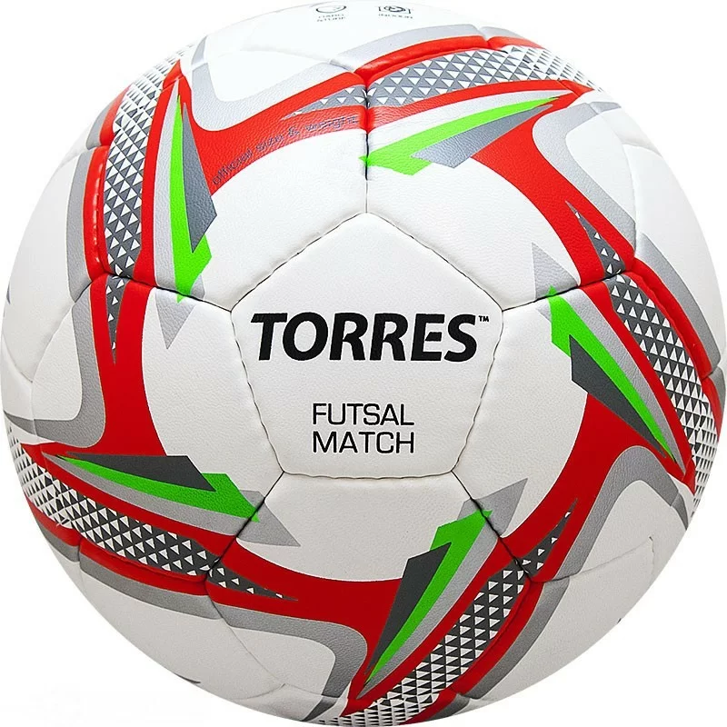 Реальное фото Мяч футзальный Torres Futsal Match р.4 32 пан. PU 4 подкл. слоя бело-серебр-крас. F31864 от магазина СпортСЕ