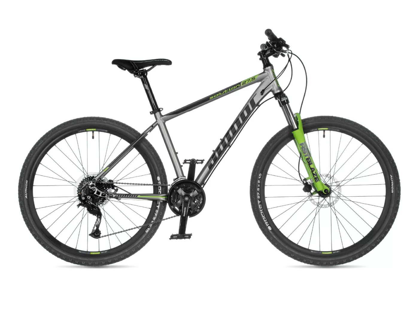 Реальное фото Велосипед AUTHOR Solution 2024 Серебристо-чёрно-салатовый от магазина СпортСЕ