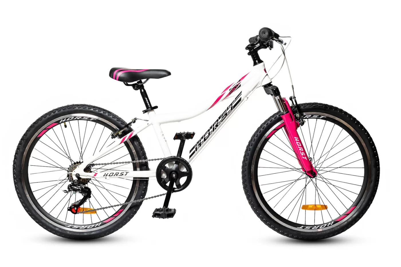 Реальное фото Велосипед подростковый HORST Fancy 24 2022 Бело-розовый от магазина СпортСЕ