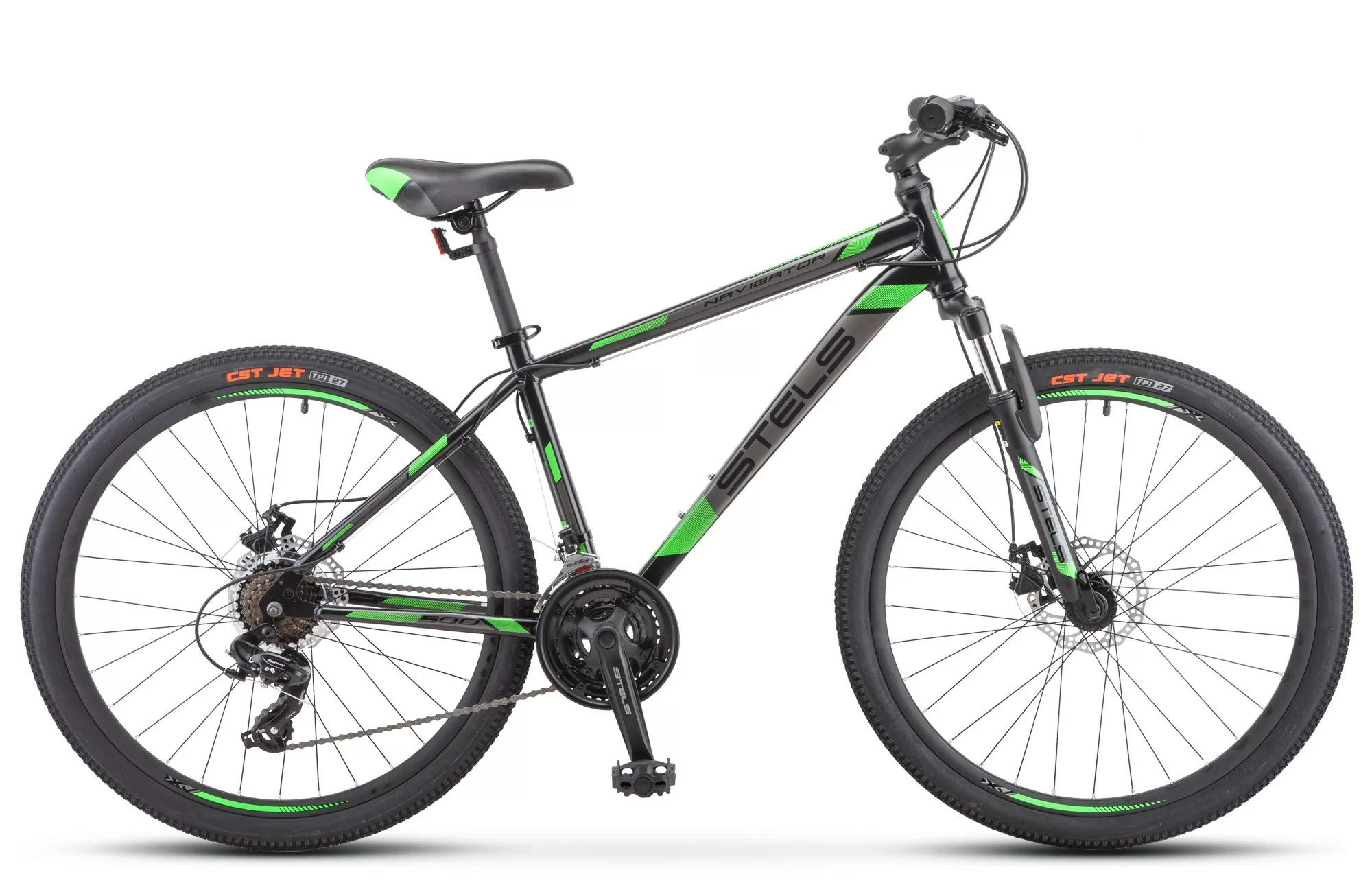 Реальное фото Велосипед Stels Navigator-500 D 26" (2020) чёрный/зелёный F010 от магазина СпортСЕ