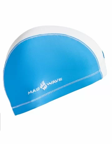 Реальное фото Шапочка для плавания Mad Wave Duotone azure/white  M0527 02 0 08W от магазина СпортСЕ