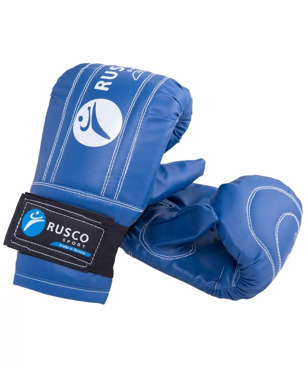 Реальное фото Перчатки снарядные Rusco Sport к/з синие 1620 от магазина СпортСЕ