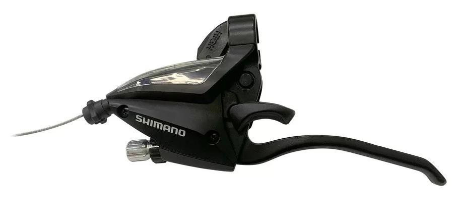 Реальное фото Переключатель передний Shimano ASTEF5004LSBLC шифтер+торм. ручка, 3ск. левый, трос черный 2-8014 от магазина СпортСЕ