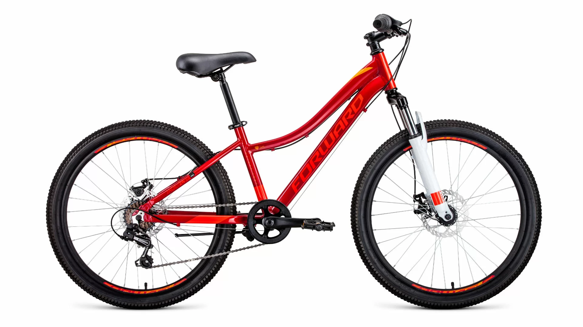 Реальное фото Велосипед Forward Jade 24 2.0 disc (2020) красный RBKW0664Q002 от магазина СпортСЕ