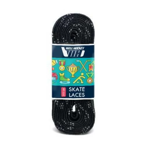 Реальное фото Шнурки хоккейные 180см с пропиткой Well Hockey  Hockey Laces Waxed black 0003996 от магазина СпортСЕ