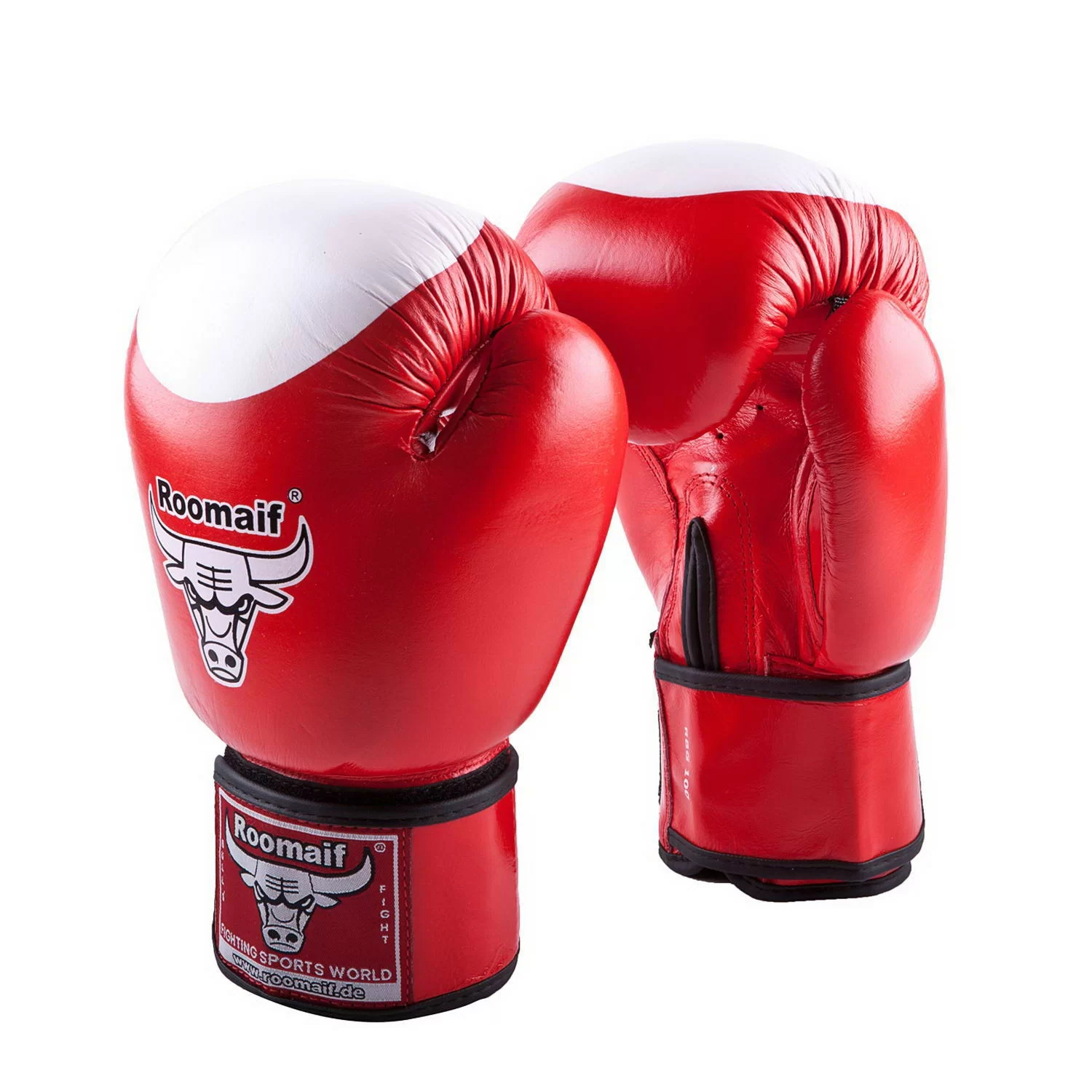 Реальное фото Перчатки боксерские Roomaif RBG-100 Кожа красные от магазина СпортСЕ