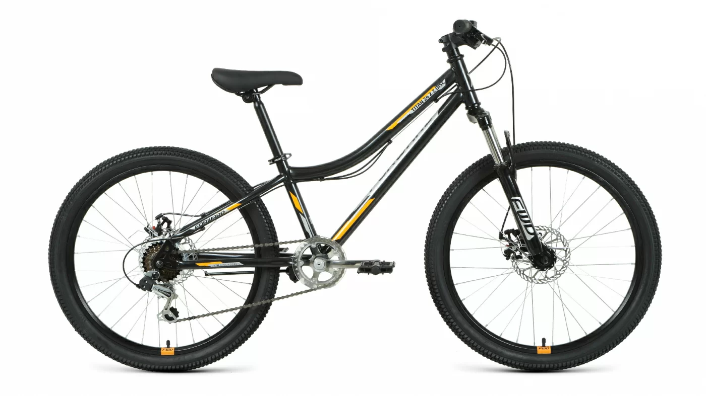 Реальное фото Велосипед Forward Titan 24 2.2 disc (2021) черный/оранжевый RBKW1J146005 от магазина СпортСЕ