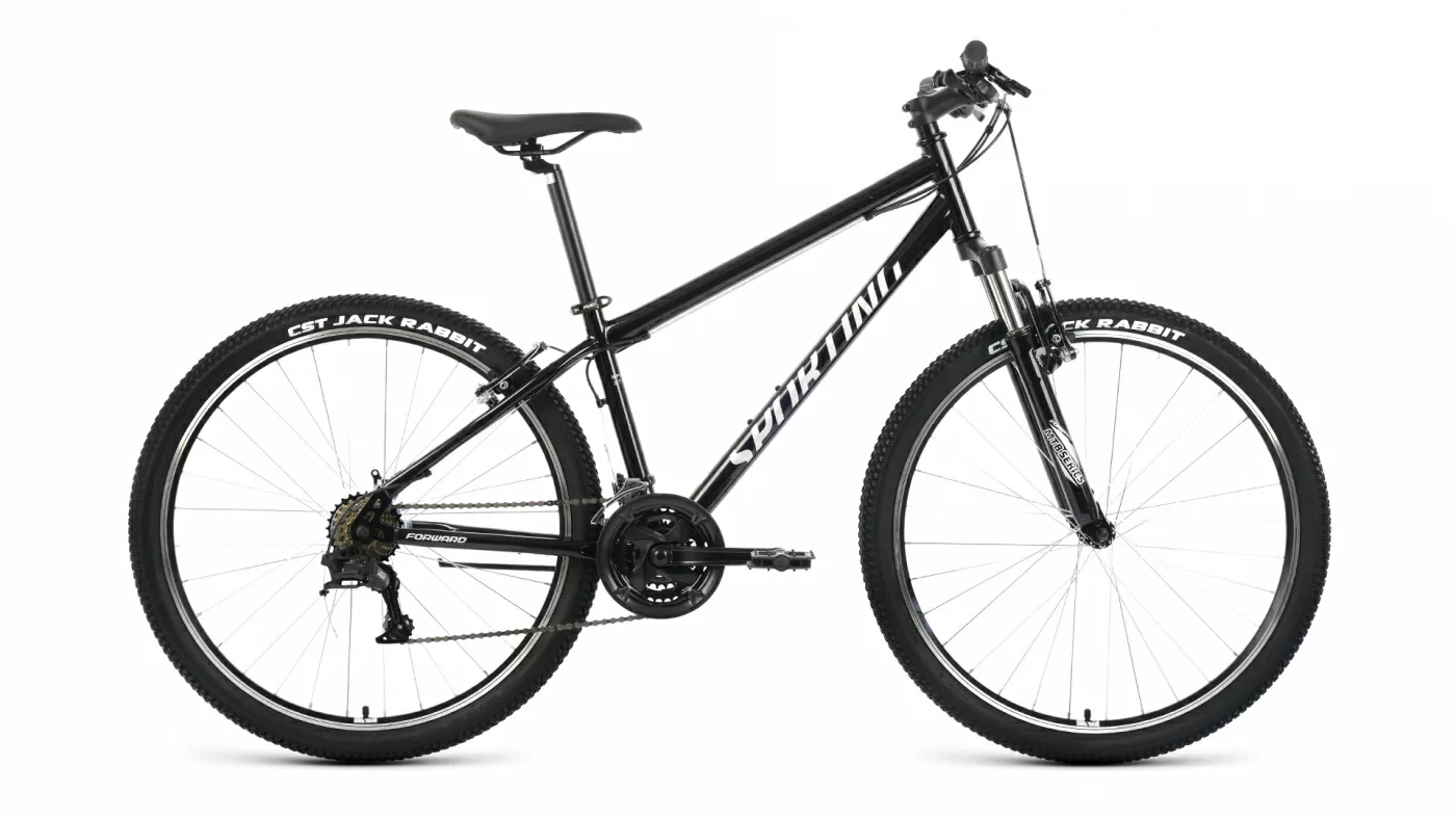 Реальное фото Велосипед Forward Sporting 27,5 1.2 (2022) черный/серебристый от магазина СпортСЕ