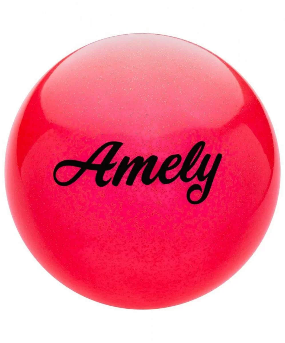 Реальное фото Мяч для художественной гимнастики 19 см Amely AGB-102 с блестками красный от магазина СпортСЕ