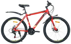 Велосипед 26" AVENGER A264D, красный/желтый неон, 19" (2021)