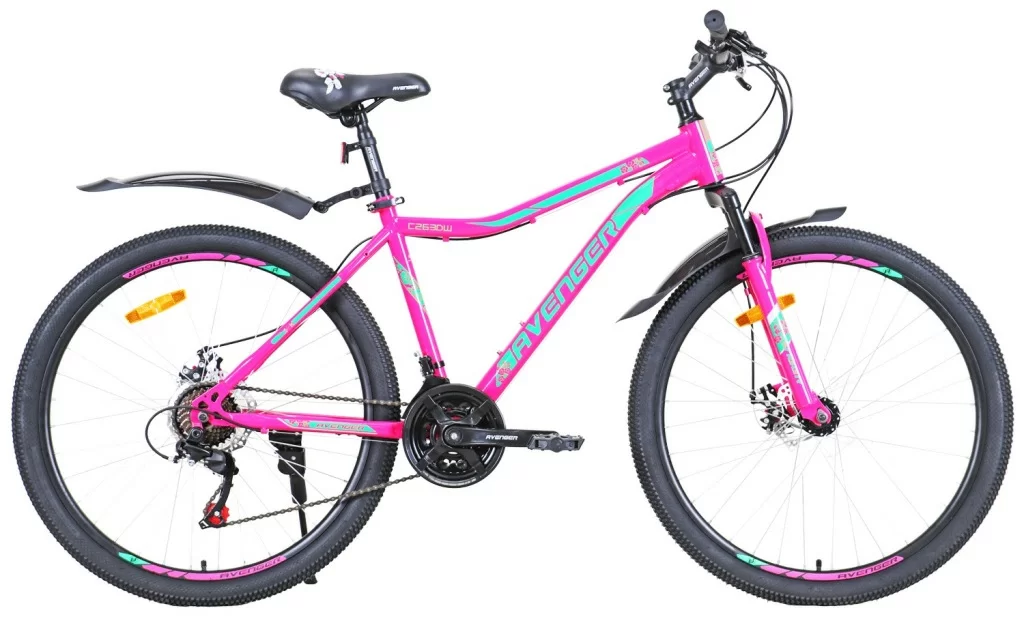 Реальное фото Велосипед 26" AVENGER C263DW, фиолетовый/зеленый, 17,5" от магазина СпортСЕ