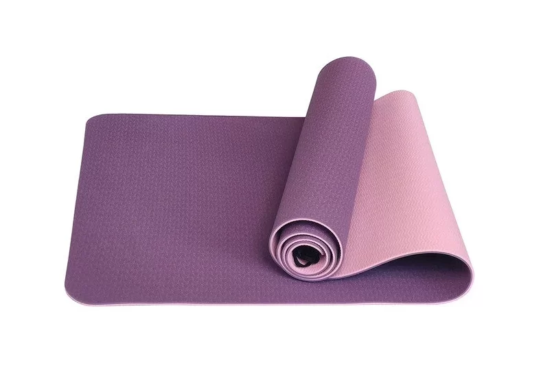 Реальное фото Коврик для йоги E33579 ТПЕ 183х61х0,6 см фиолетово/розовый 10017396 от магазина СпортСЕ