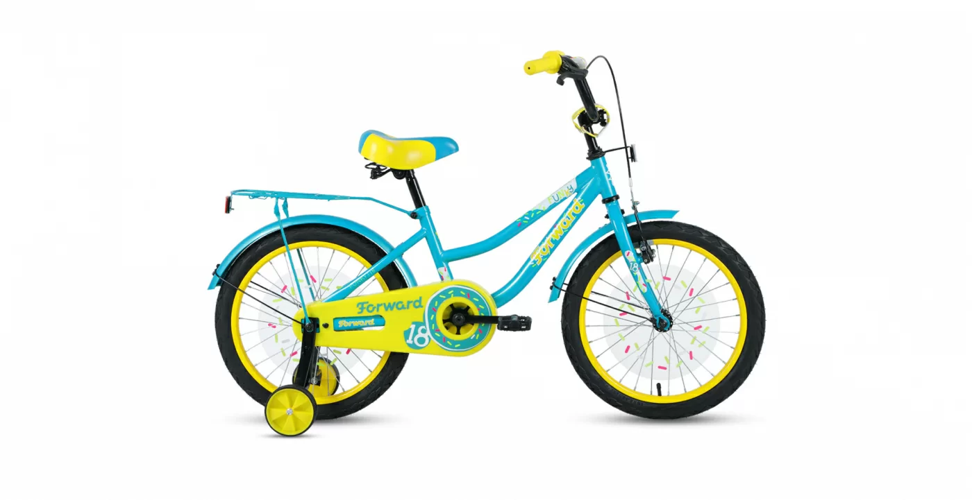 Реальное фото Велосипед Forward Funky 18 (2020-2021) бирюзовый/желтый 1BKW1K1D1026 от магазина СпортСЕ