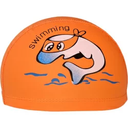 Шапочка для плавания E41275 детская ПУ Дельфин оранжевая 10021839