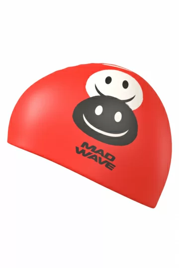 Реальное фото Шапочка для плавания Mad Wave Emoji Junior Red M0573 08 0 05W от магазина СпортСЕ