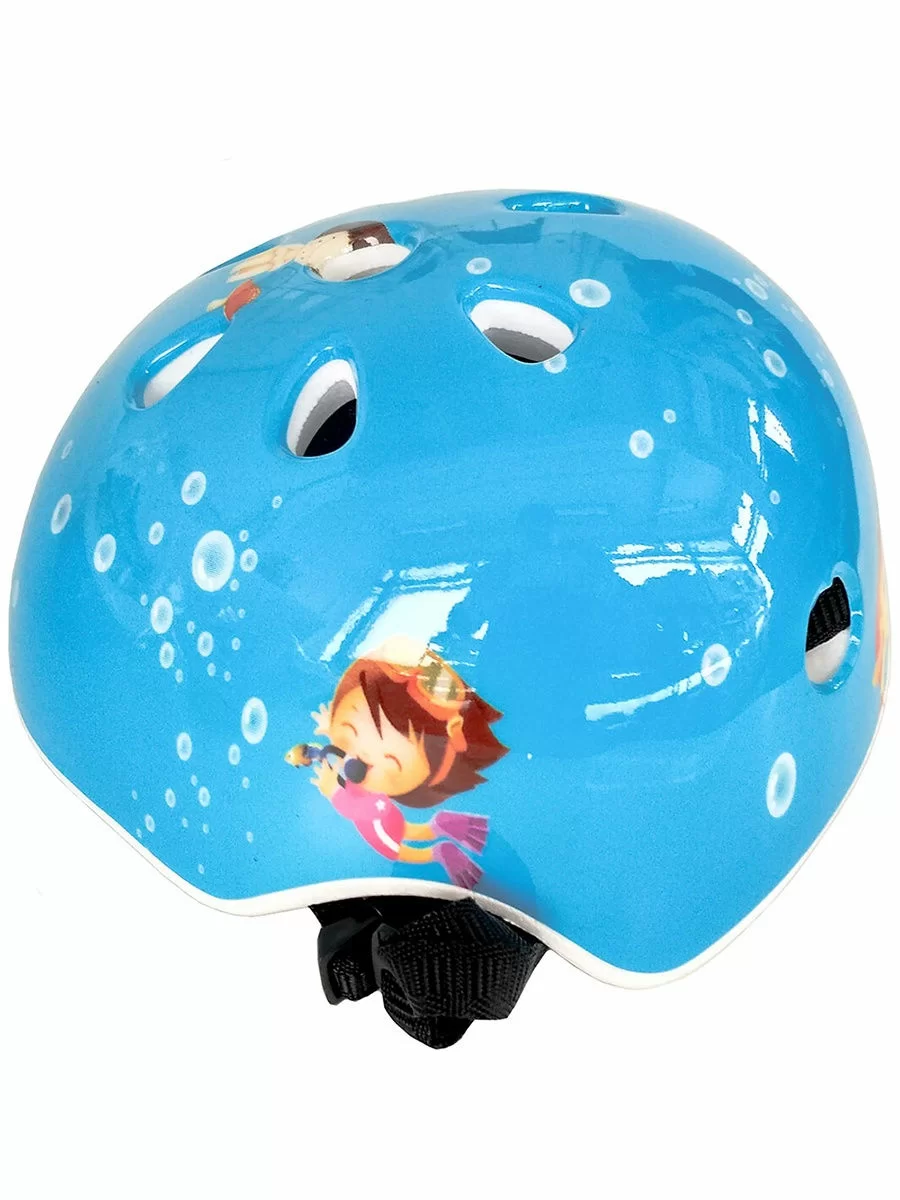 Реальное фото Шлем D26052-15 7 отверстий, на застежке голубой с рисунком 10017103 от магазина СпортСЕ