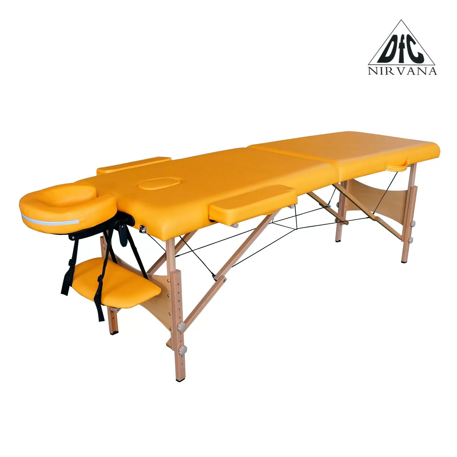 Реальное фото Массажный стол DFC NIRVANA, Optima, дерев. ножки, цвет горчичный (Mustard) от магазина СпортСЕ