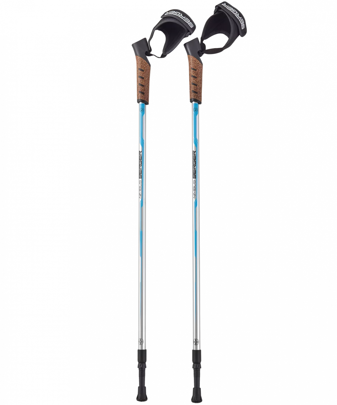 Реальное фото Палки для скандинавской ходьбы Berger Nimbus 77-135 см 2-секционные серебристый/голубой УТ-00019910 от магазина СпортСЕ