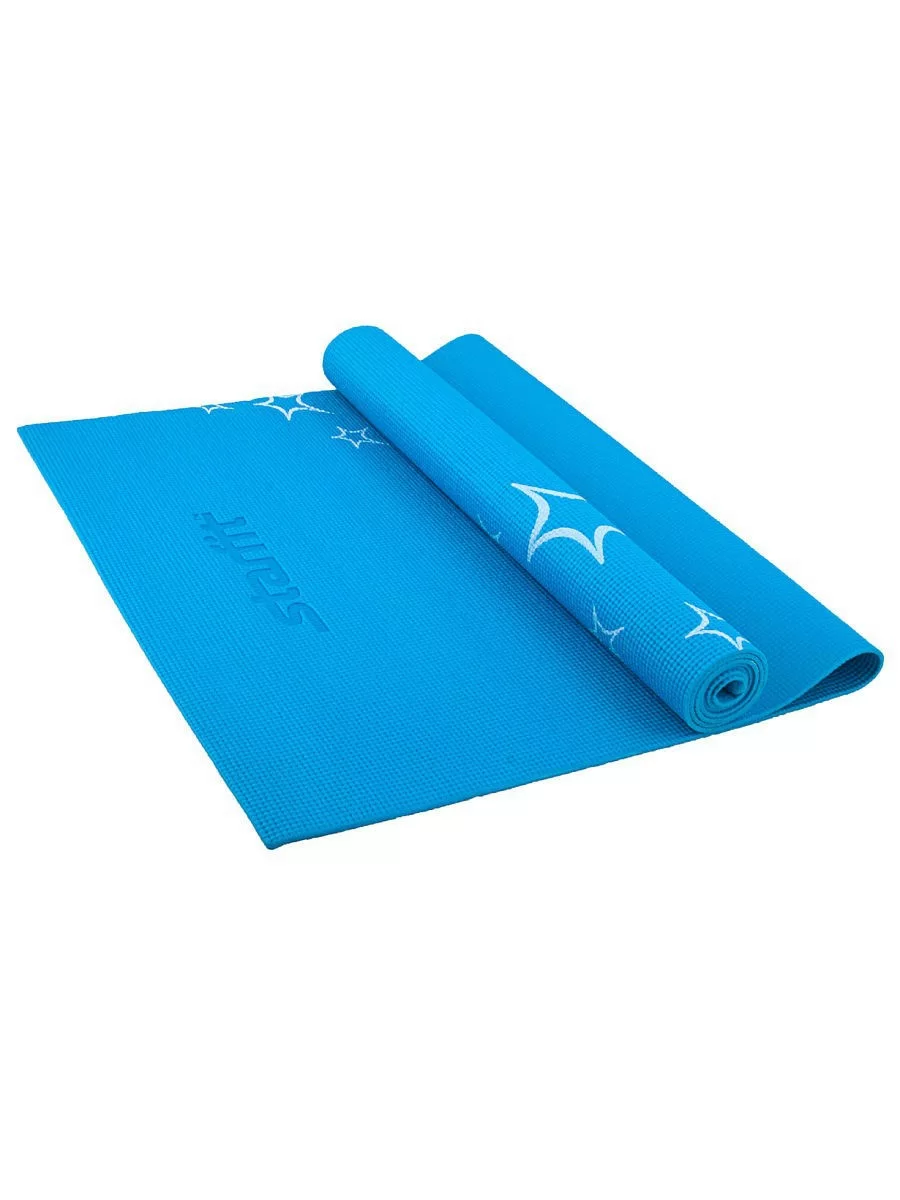 Реальное фото Коврик для йоги StarFit FM-102 PVC 173x61x0,4 см с рисунком синий 7240 от магазина СпортСЕ