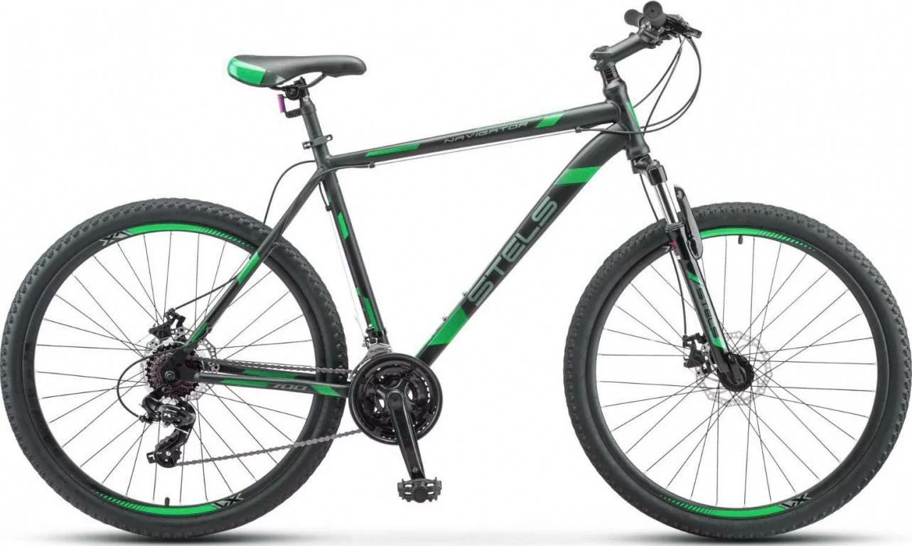 Реальное фото Велосипед Stels Navigator-700 D 27.5" (2020) черный/зеленый F010 от магазина СпортСЕ
