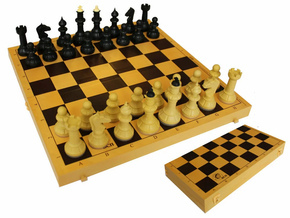 Реальное фото Шахматы обиходные с шахматной доской пластик 03-035 от магазина СпортСЕ