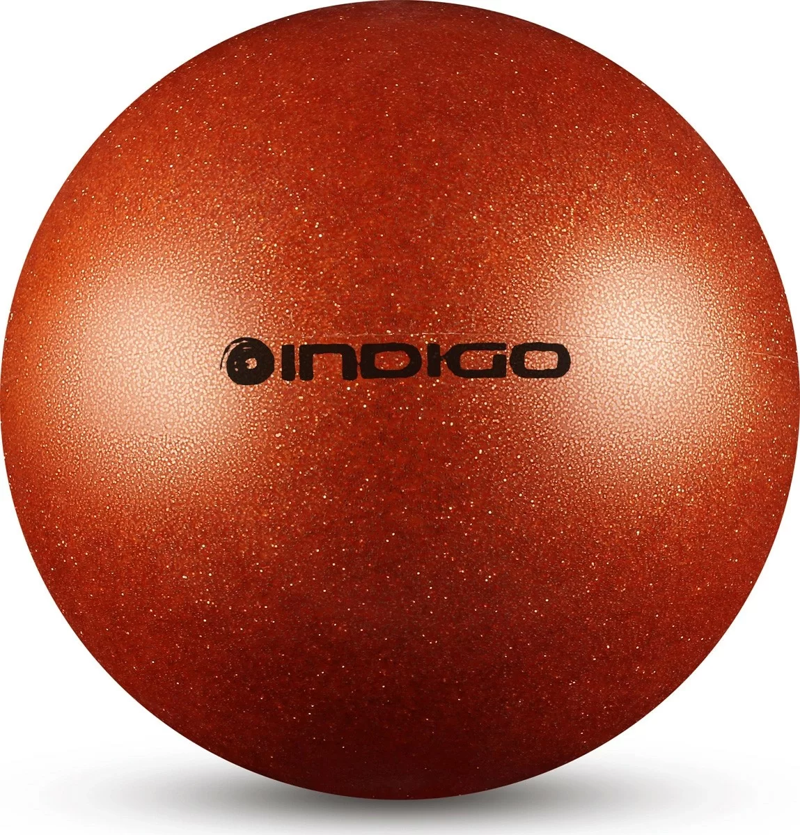 Реальное фото Мяч для художественной гимнастики 15 см 300 г Indigo металлик оранжевый с блестками IN119 от магазина СпортСЕ