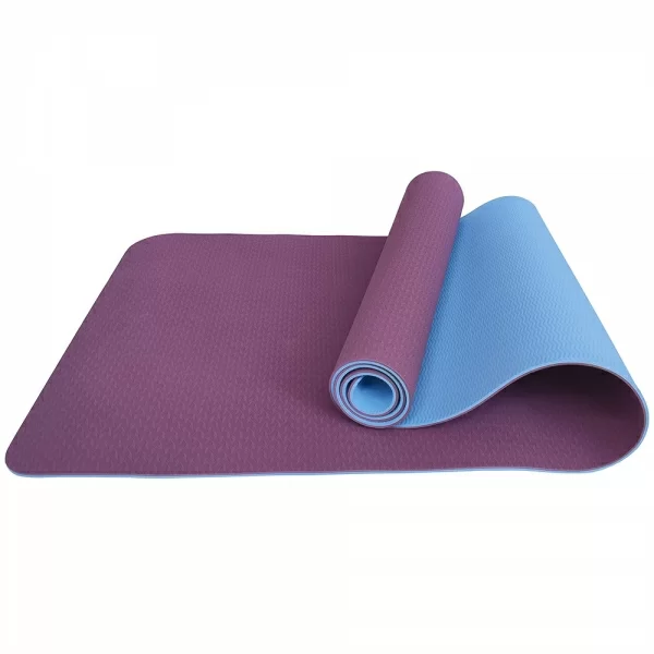 Реальное фото Коврик для йоги E33589 183х61х0,6 см ТПЕ фиолетово/голубой 10020100 от магазина СпортСЕ