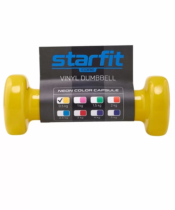 Гантель виниловая 0.5 кг StarFit DB-101 желтый (1 шт) ЦБ-00001445