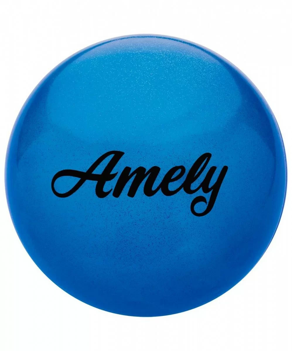 Реальное фото Мяч для художественной гимнастики 19 см Amely AGB-102 с блестками синий от магазина СпортСЕ