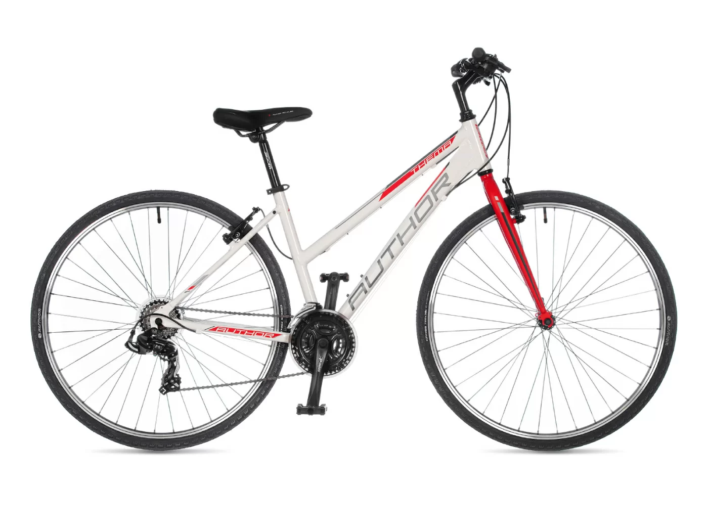 Реальное фото Велосипед женский AUTHOR Thema 2023 Бело-красный от магазина СпортСЕ