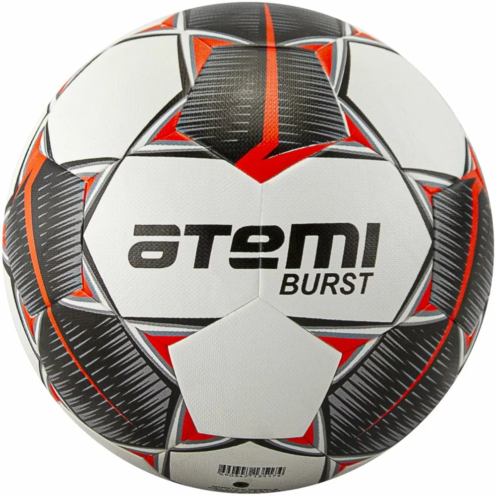 Реальное фото Мяч футбольный Atemi Burst №5 белый/черн/красн от магазина СпортСЕ