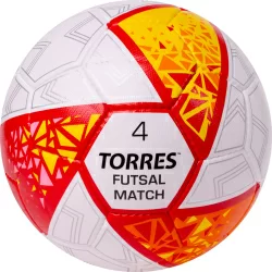 Мяч футзальный Torres Futsal Match №4 32 п ПУ,4 подкл.слоя,ручн.сш,бело-крас-жёлт Мяч футзальный Torres Futsal Match №4 32 п ПУ,4 подкл.слоя,ручн.сш,бело-крас-жёлт