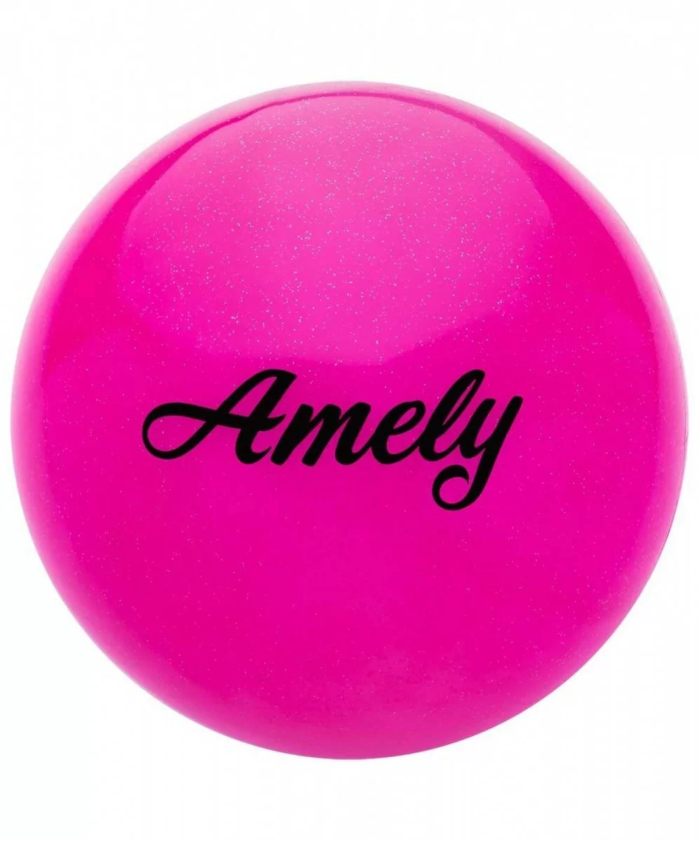 Реальное фото Мяч для художественной гимнастики 15 см Amely с блестками розовый AGB-102 от магазина СпортСЕ