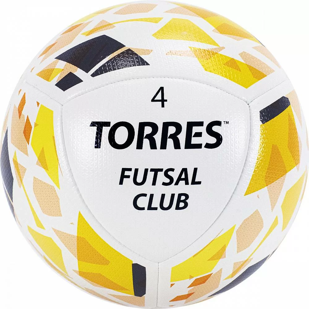 Реальное фото Мяч футзальный Torres Futsal Club №4 10 пан. PU гибрид. сш. бело-зол-чер FS32084 от магазина СпортСЕ