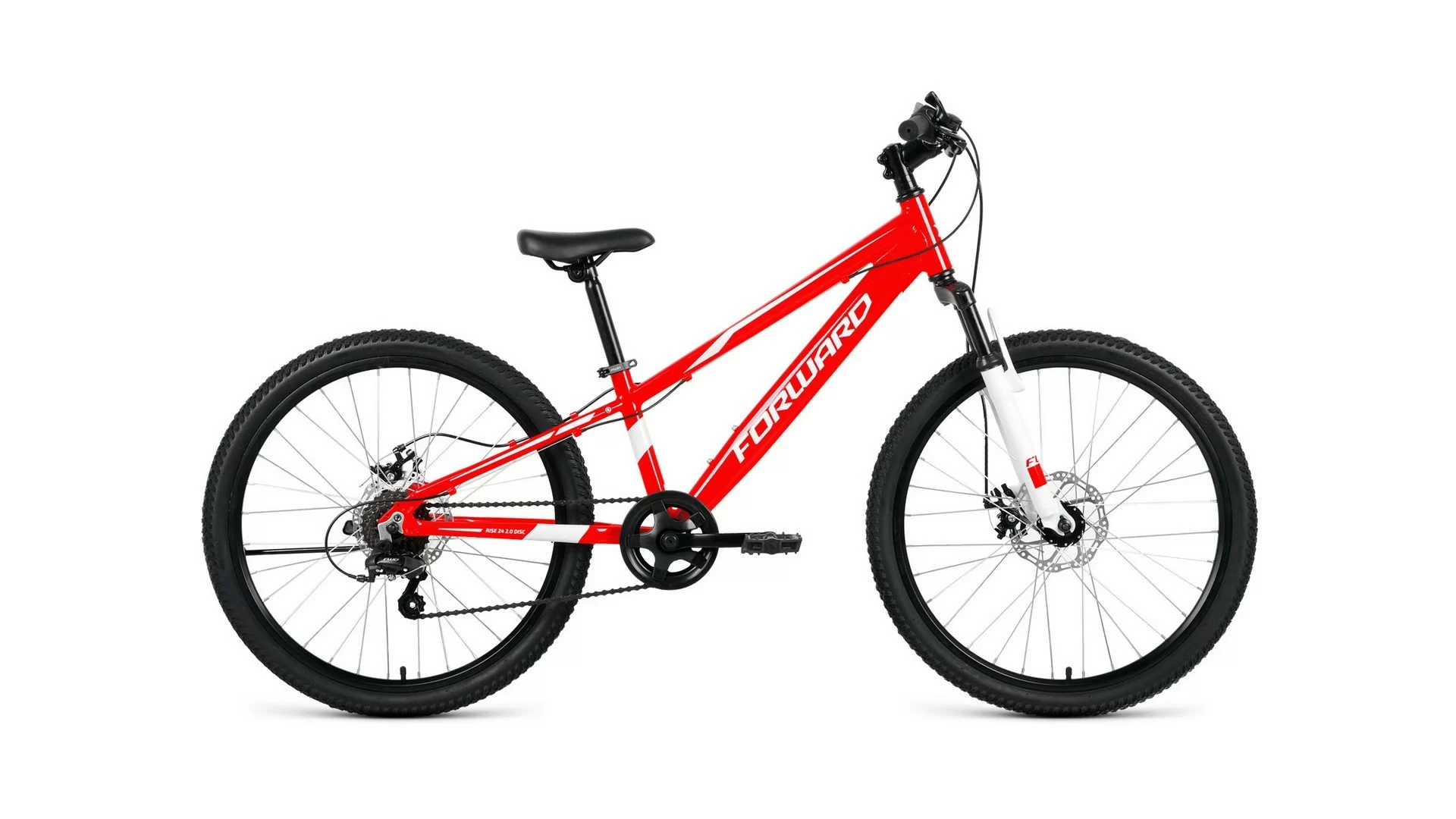 Реальное фото Велосипед Forward Rise 24 2.0 disc (2020) красный/белый RBKW01647005 от магазина СпортСЕ
