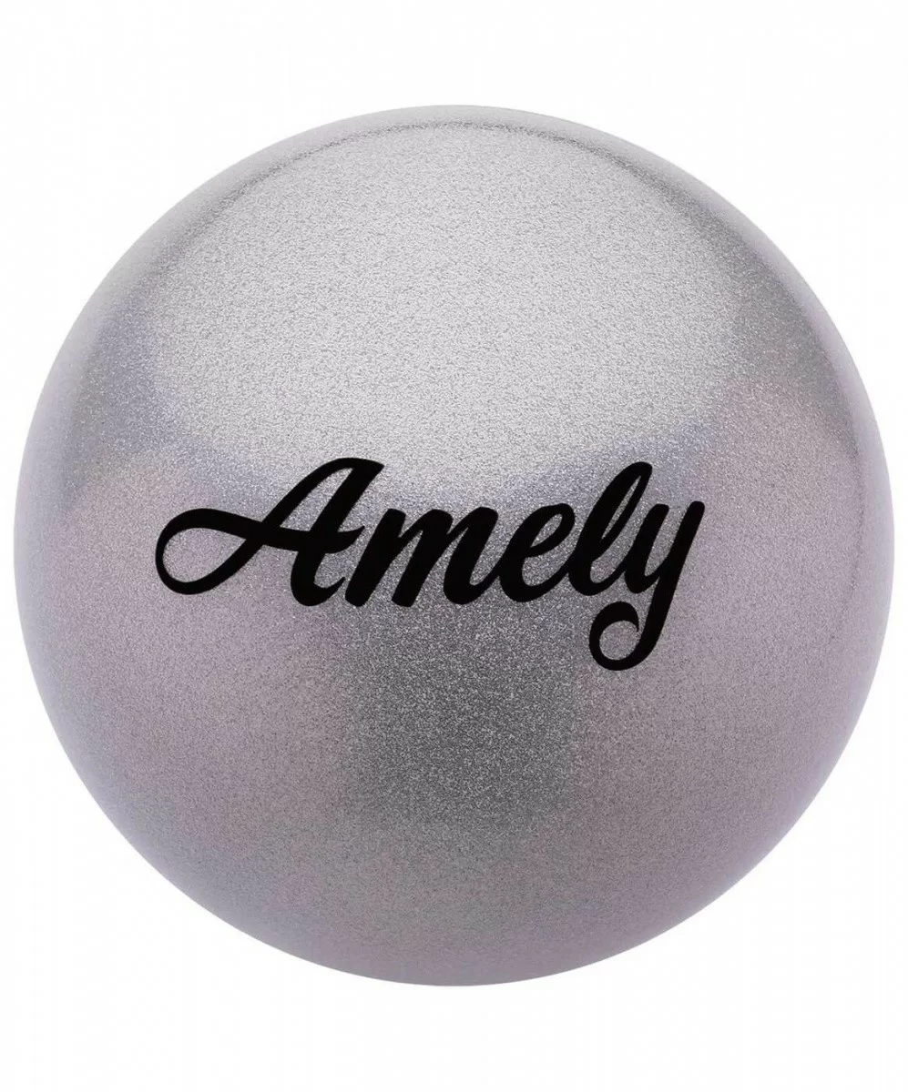 Реальное фото Мяч для художественной гимнастики 15 см Amely AGB-102 с блестками серый 12865 от магазина СпортСЕ